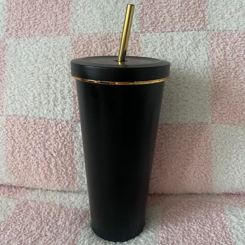 Black gold metal tumbler
